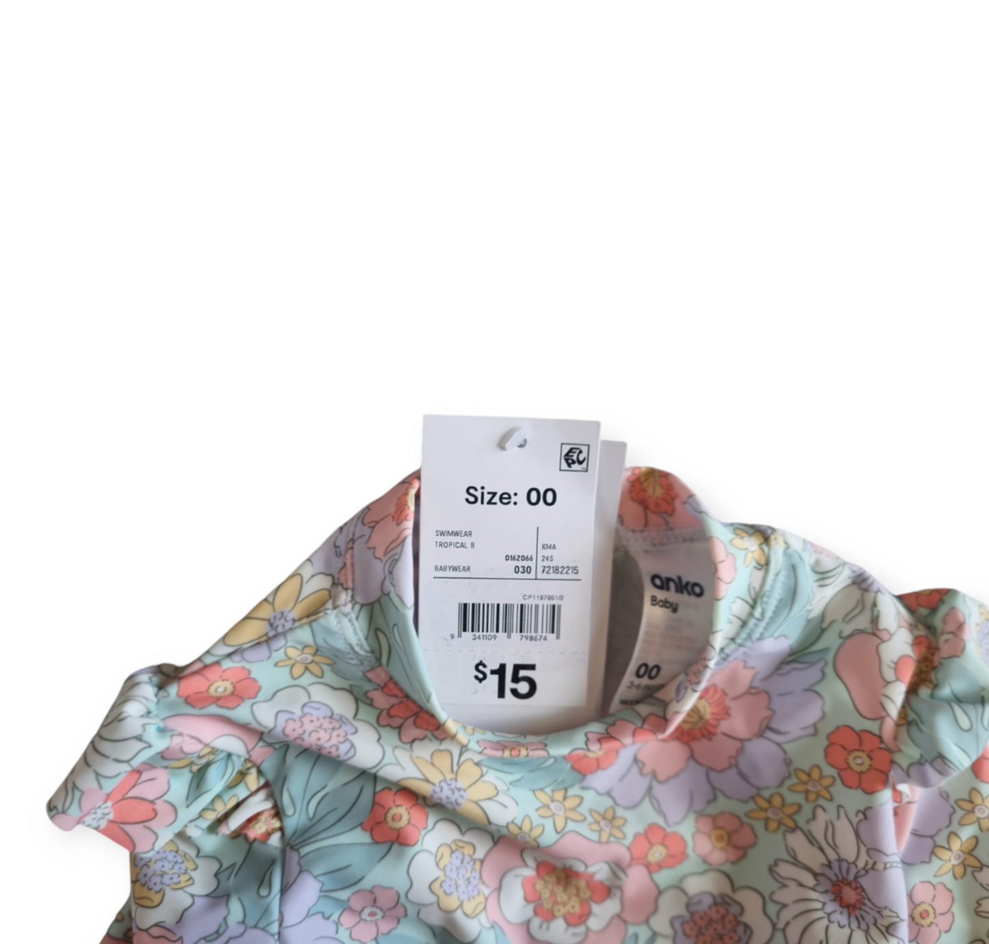 Anko - Long Sleeve Floral Swimmers - size 00