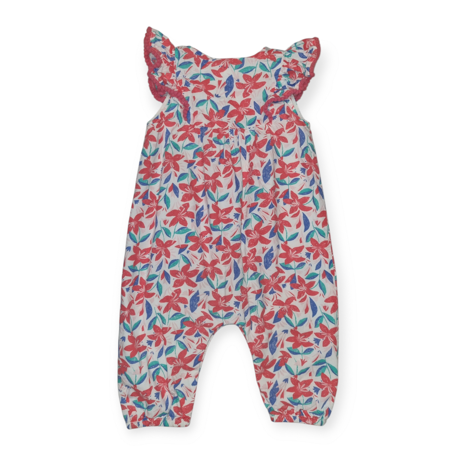 Au Pareil - Red Floral Jumpsuit - Size 12 months