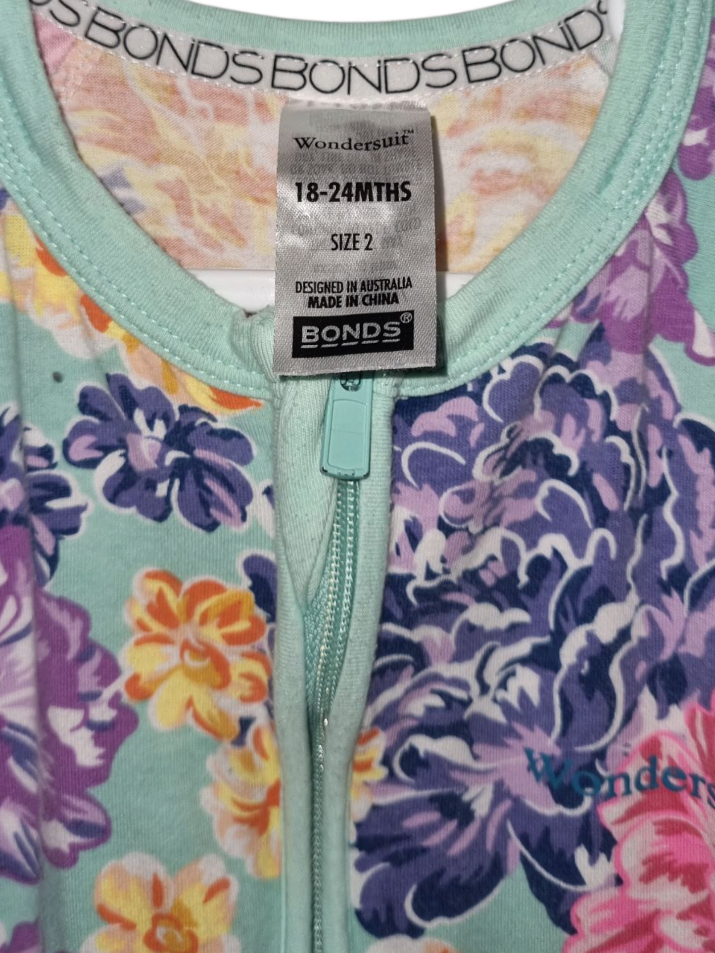 Bonds - Light Floral Wondersuit - Size 2