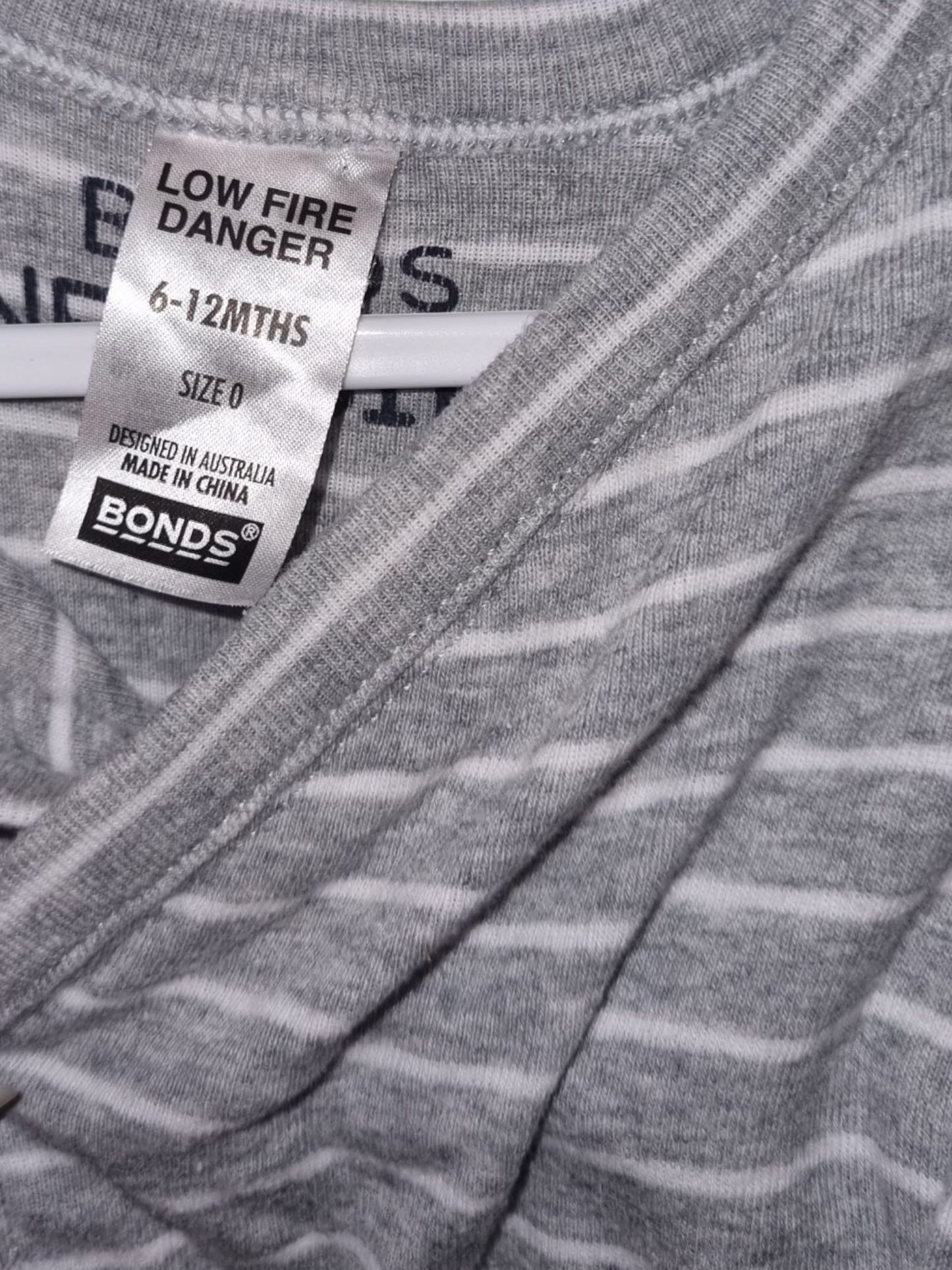 Bonds - Grey Stripe Onesie - Size 0