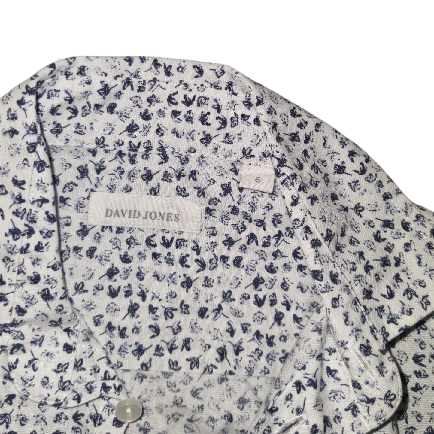 David Jones - Blue & White Patters Long Sleeve Dress Shirt - Size 6