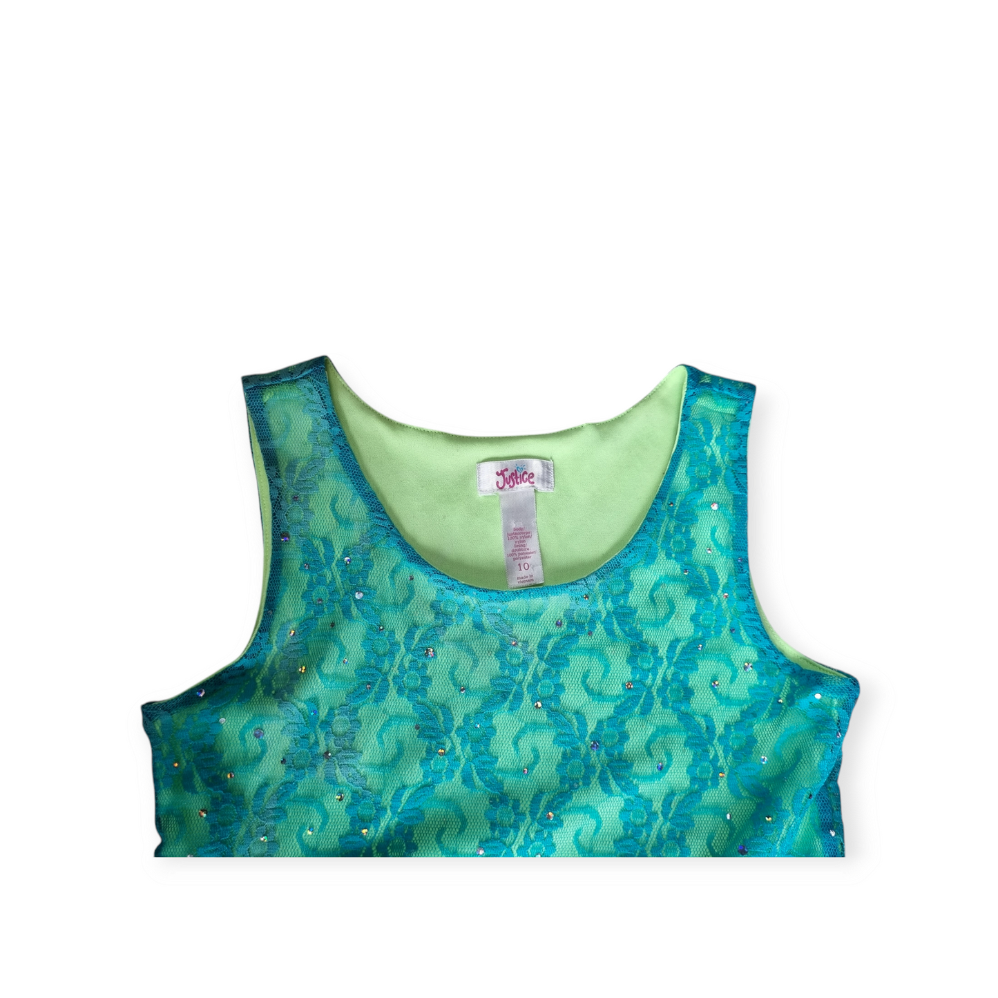 Justice - Two-tone Green Lace Dress - Size 10
