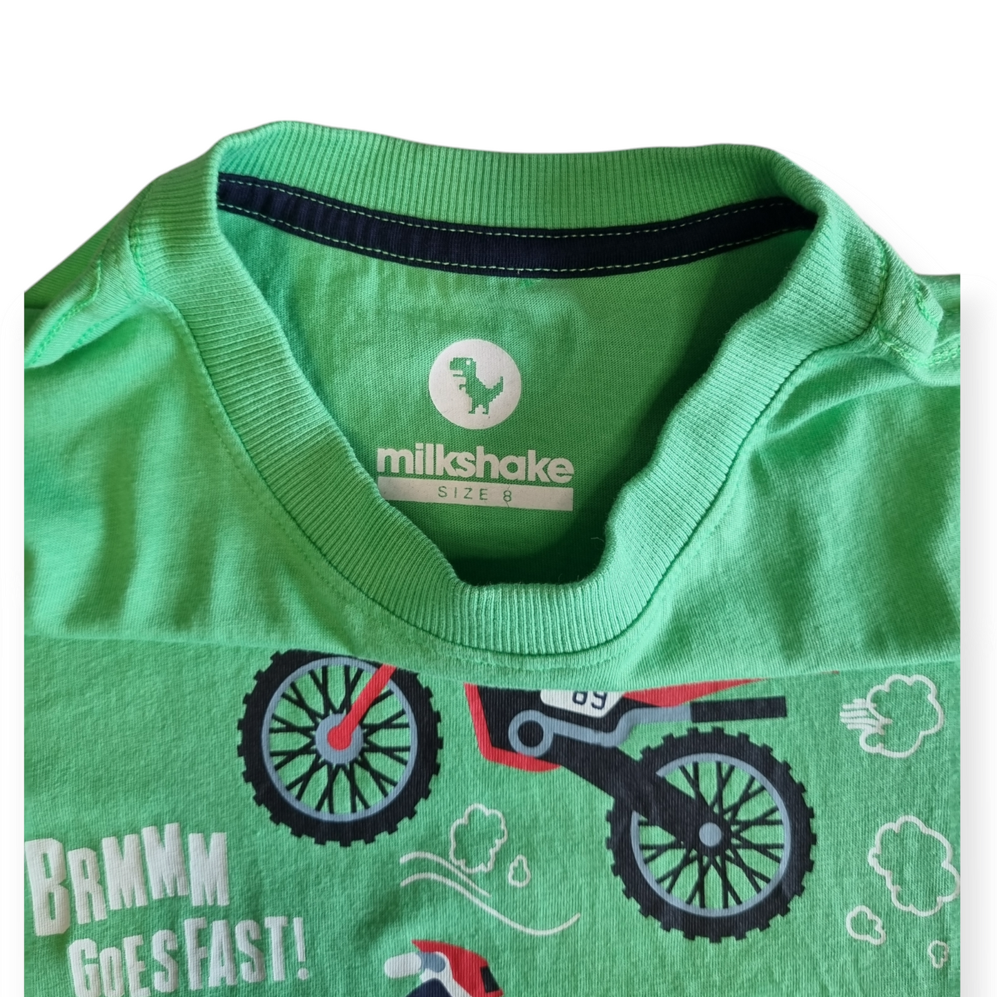 Milkshake - Green Motorbike T-Shirt - Size 8