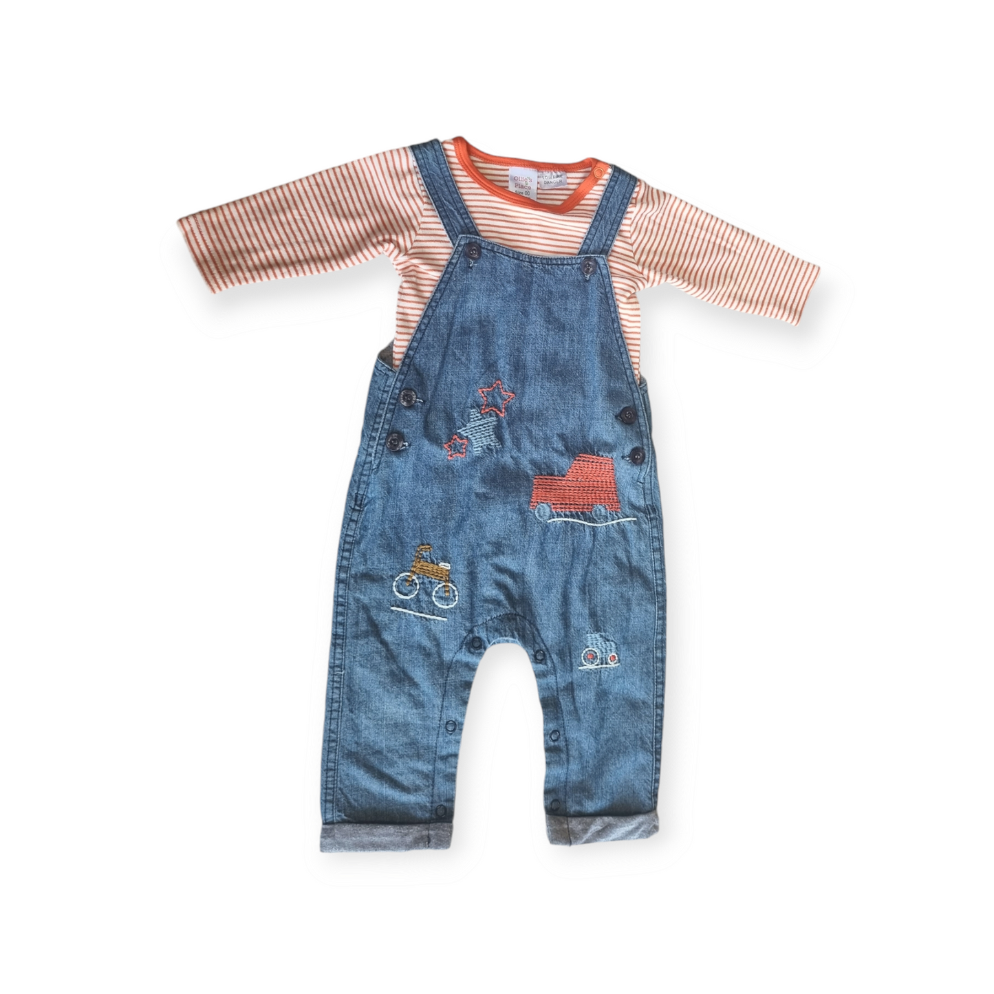Ollie's Place - Car Design Denium Overalls - Size 00