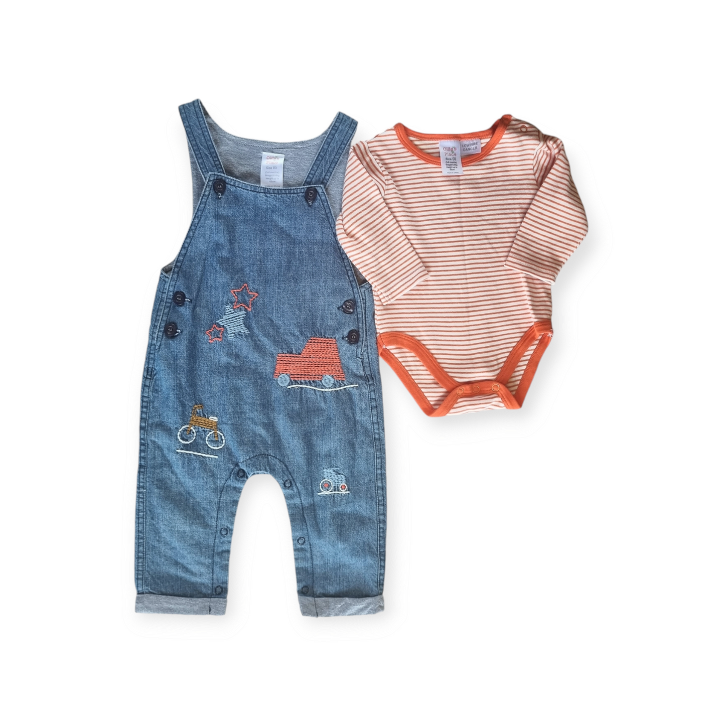 Ollie's Place - Car Design Denium Overalls - Size 00