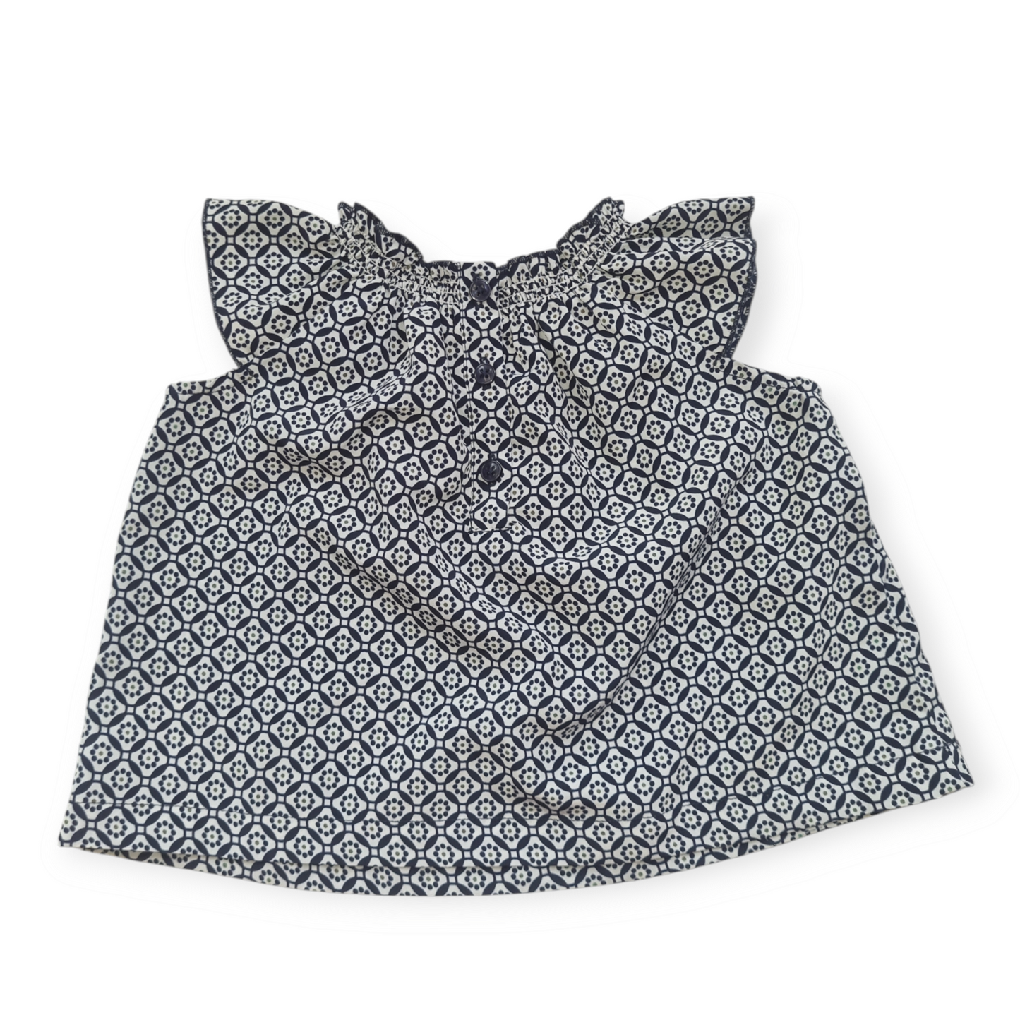 Peter Morrissey - Navy & white patterned shirt - Size 0