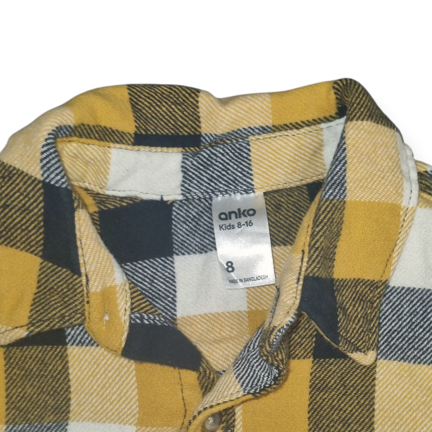 Anko - Yellow Check Long Sleeve Flannel Shirt - Size 8