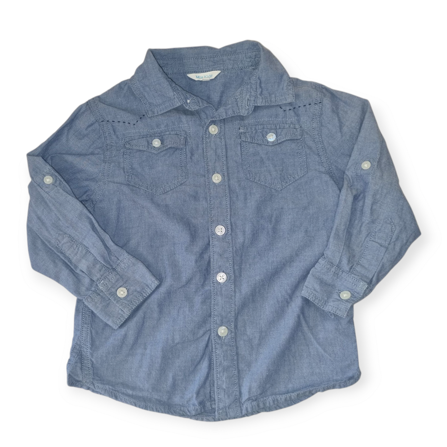 Mix Kids - Long Sleeve Denim Look Dress Shirt - Size 3