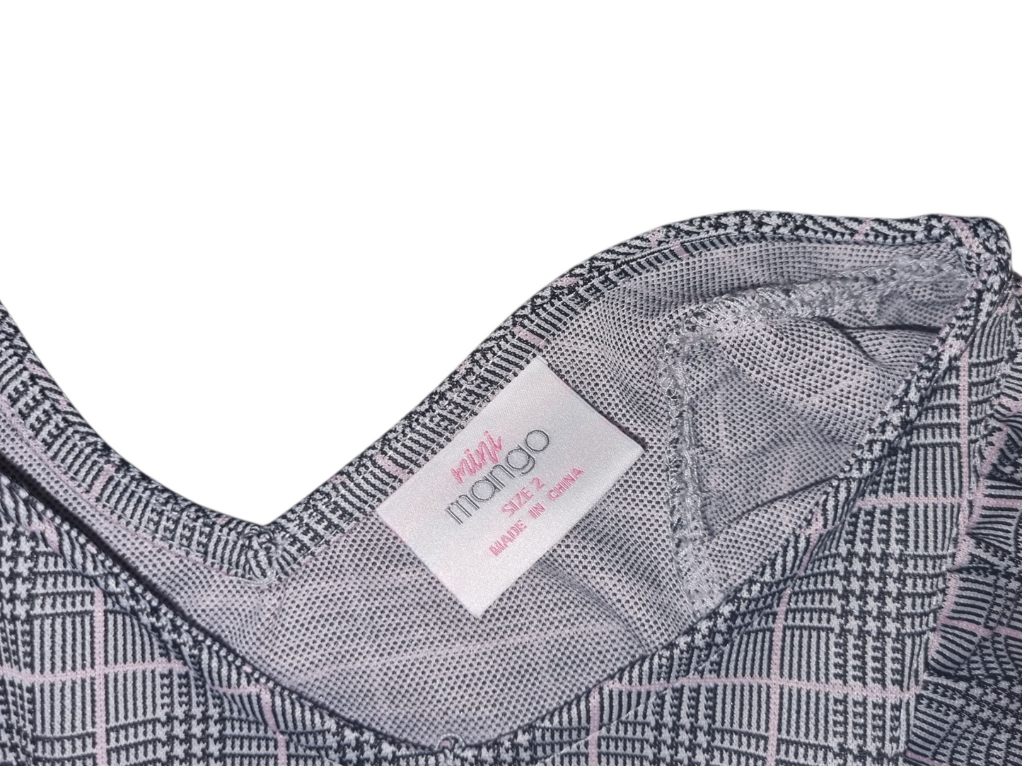 Mini Mango - Black & Pink Check Dress - Size 2
