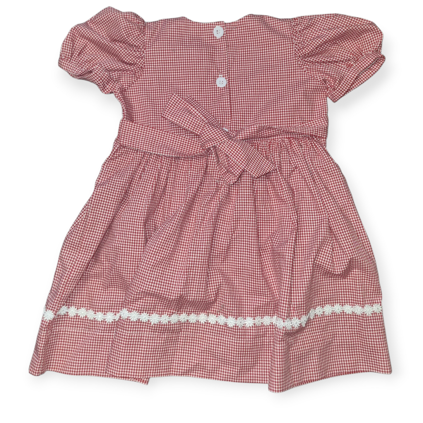 Handmade- Red Gingham Tie Dress - Size 3