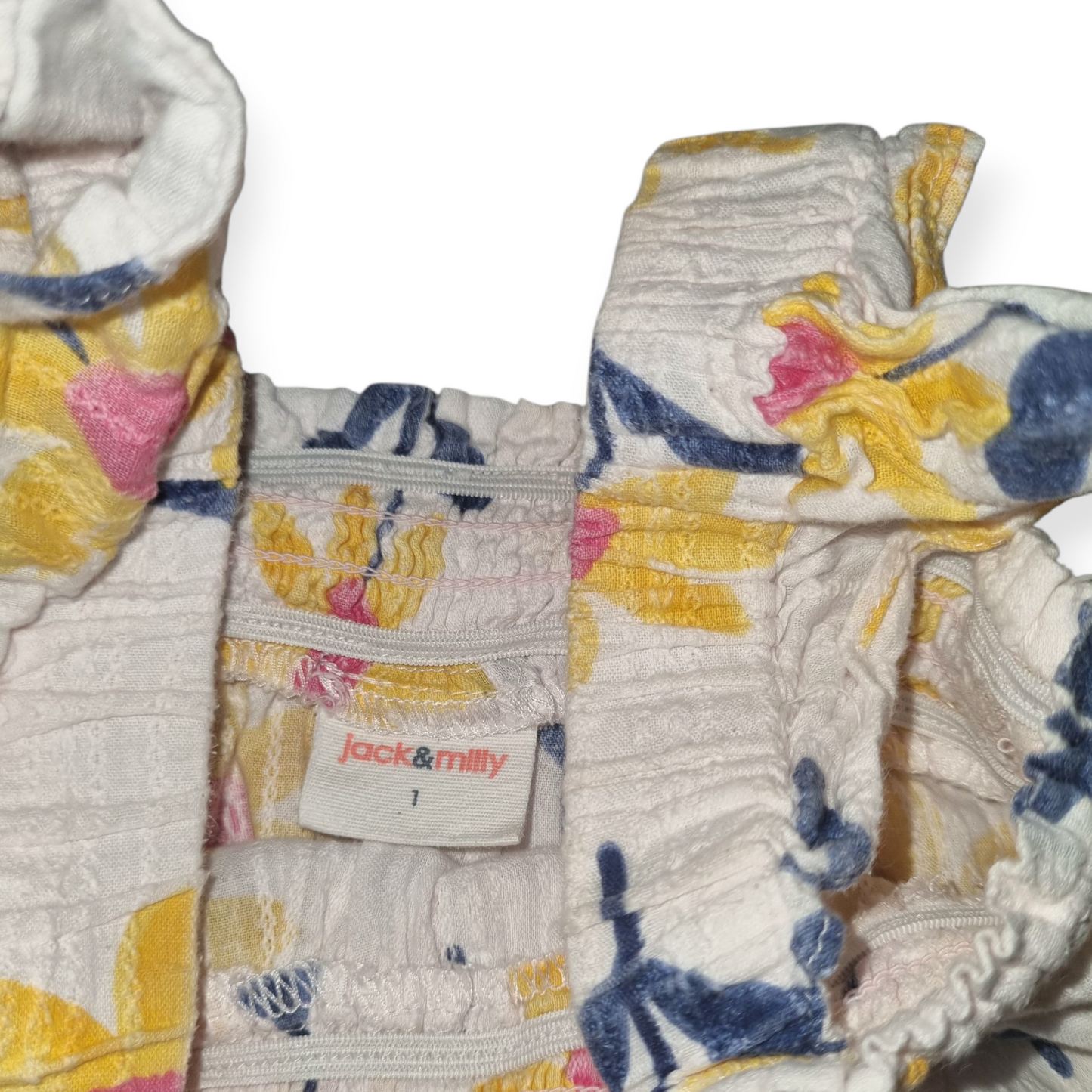 Jack & Milly - Yellow Floral Ruffle Romper - Size 1