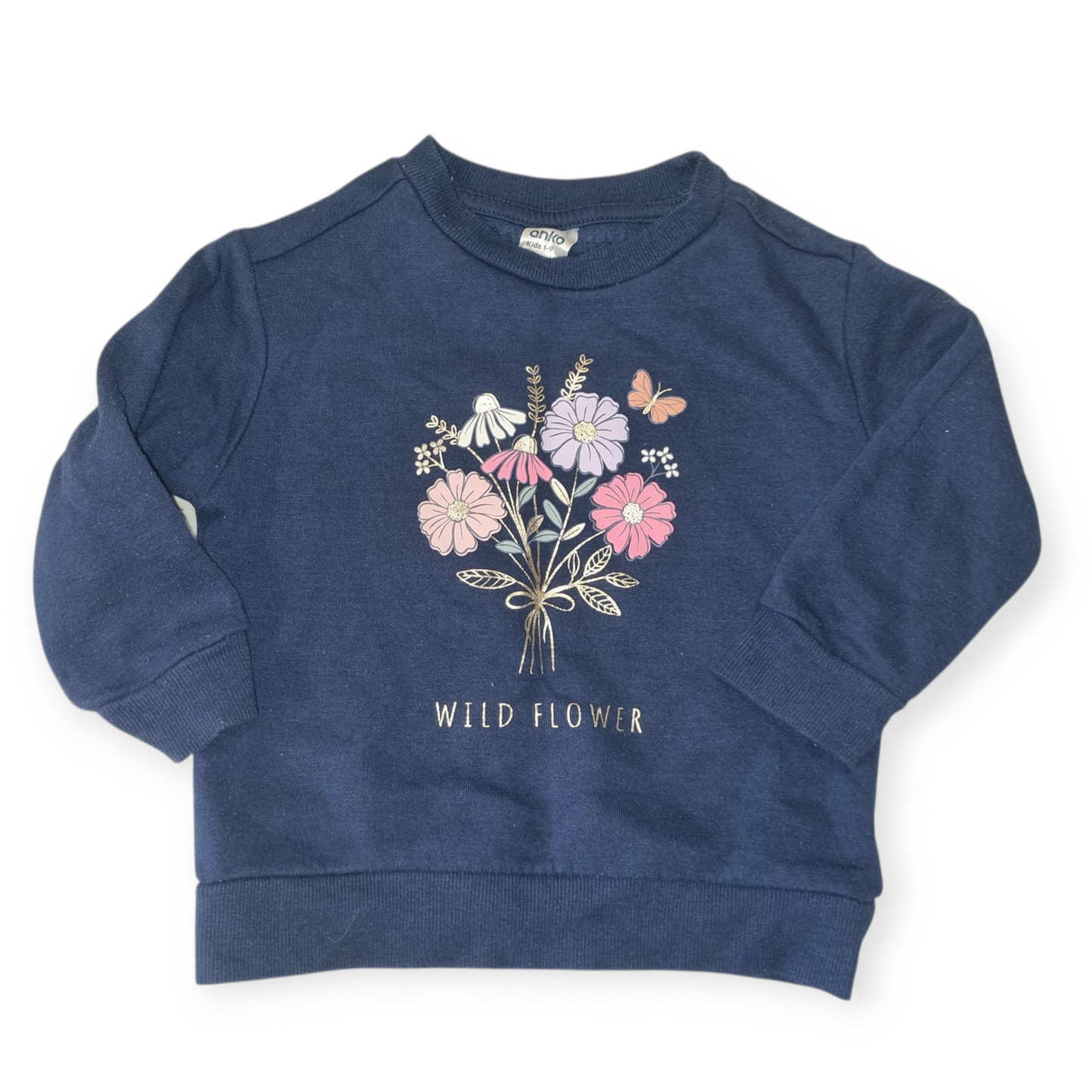 Anko - Wild Flower Navy Jumper - Size 3