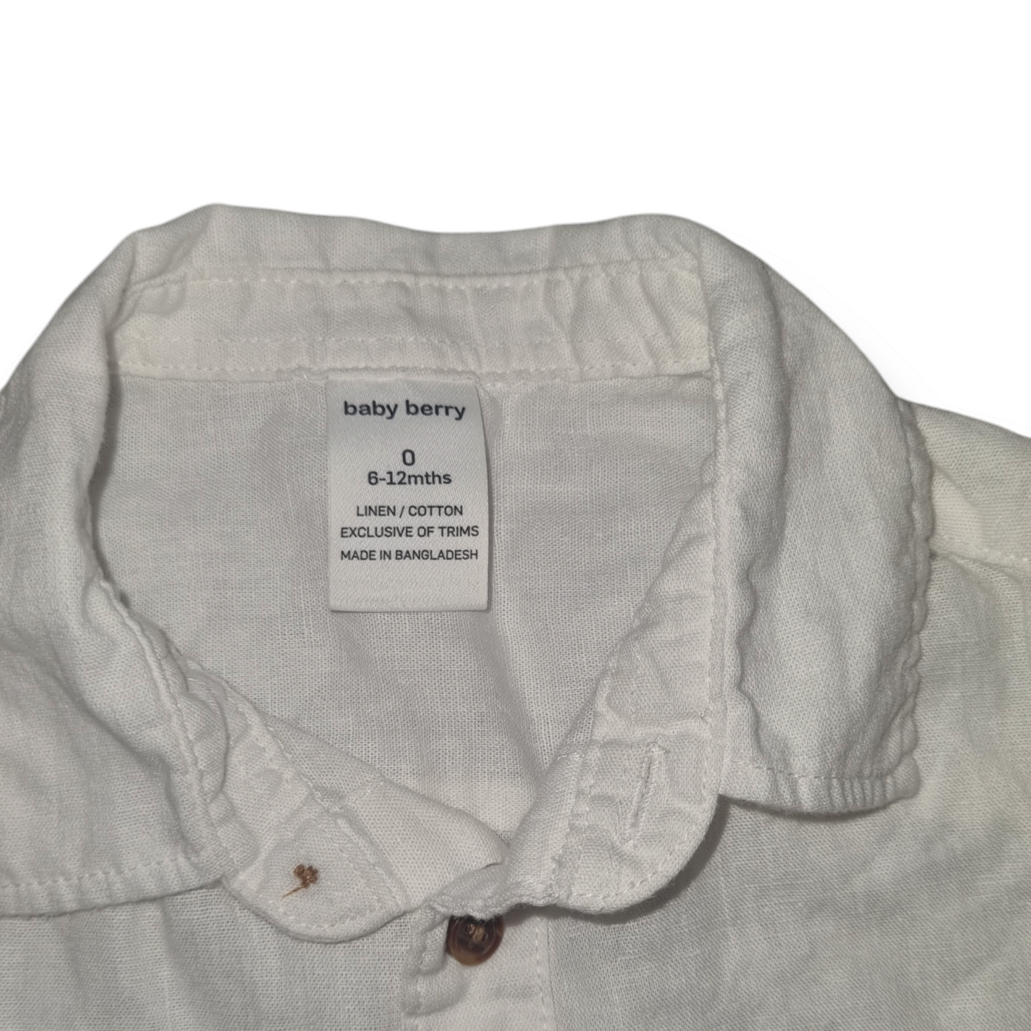 Baby Berry - White Linen Short Sleeve Dress Shirt - Size 0