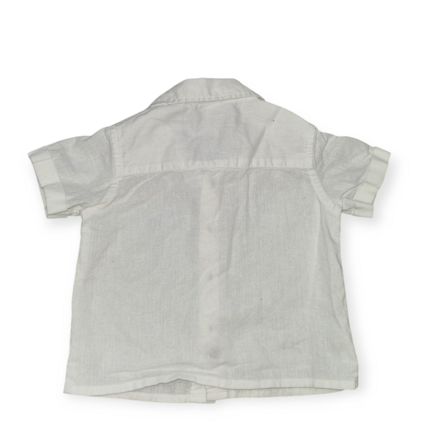 Baby Berry - White Linen Short Sleeve Dress Shirt - Size 0