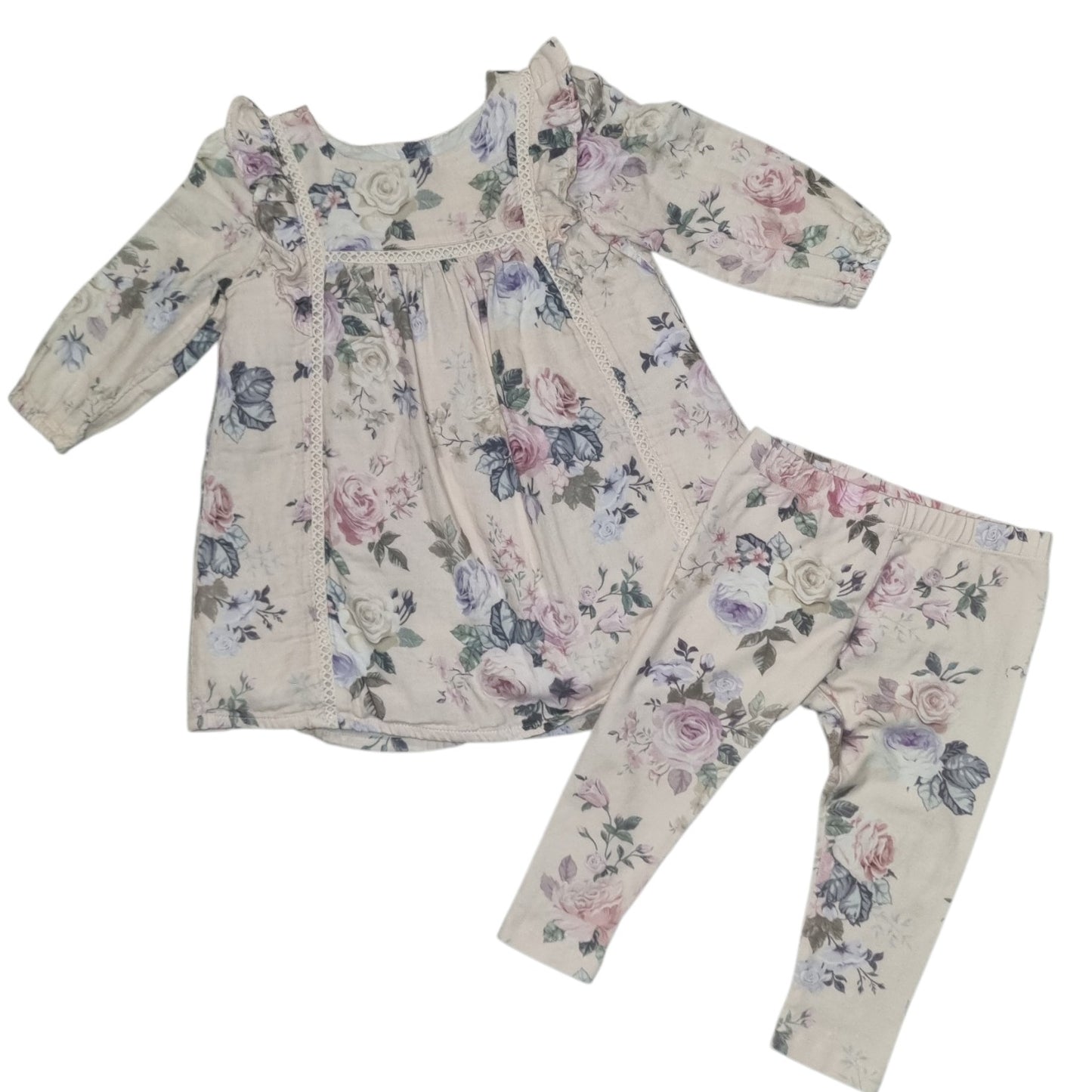 Bebe - Floral Dress & Legging Set - Size 1