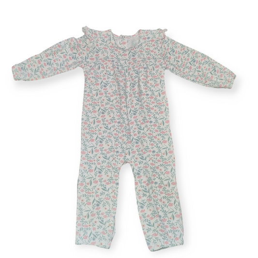 Bilby - White Floral Onesie - Size 0