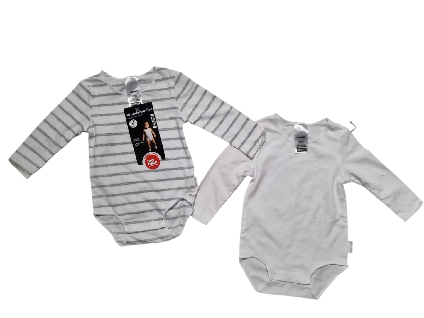 Bonds - Wonderbodies 2 Pack Stripe & White- Size 000