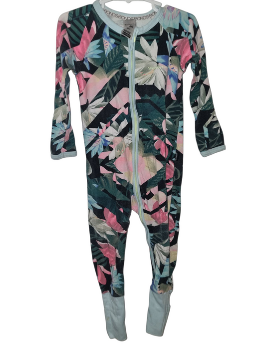 Bonds - Dark Floral Wondersuit - Size 2