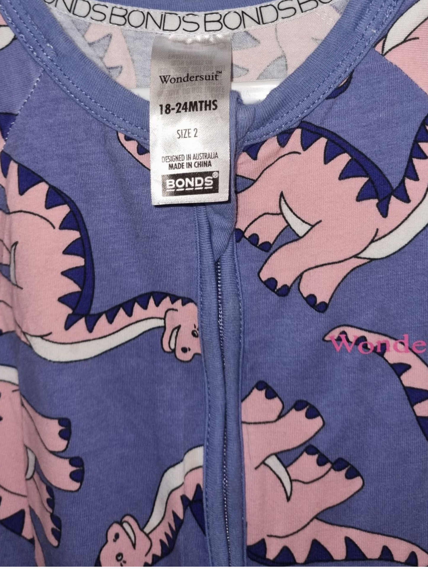 Bonds - Purple Dinosaur Wondersuit - Size 2
