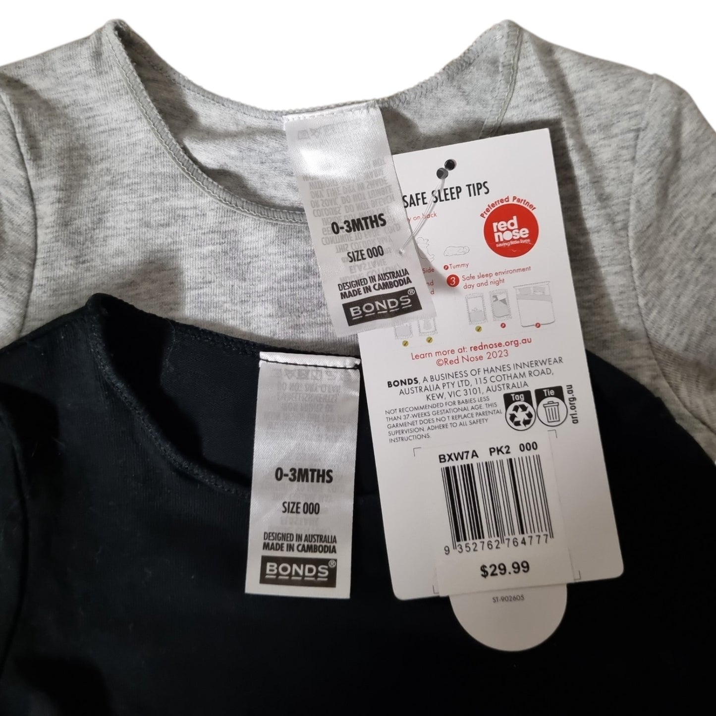 Bonds - Wonderbodies Black & Grey - Size 000