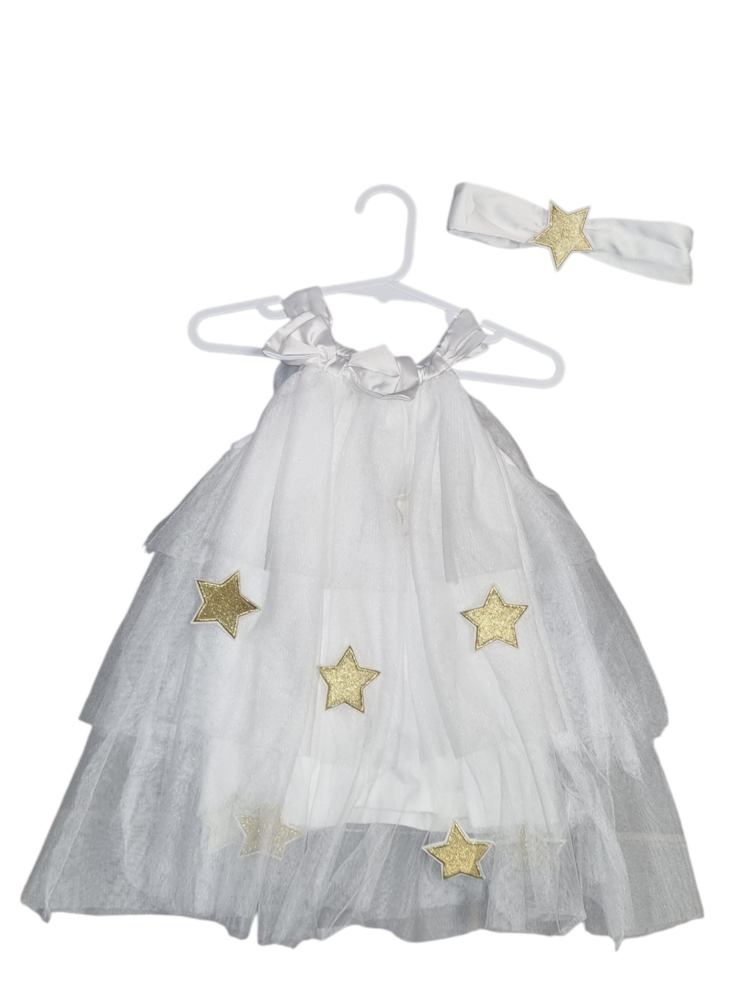 Minihaha - Gold Star Tulle White Dress - Size 1