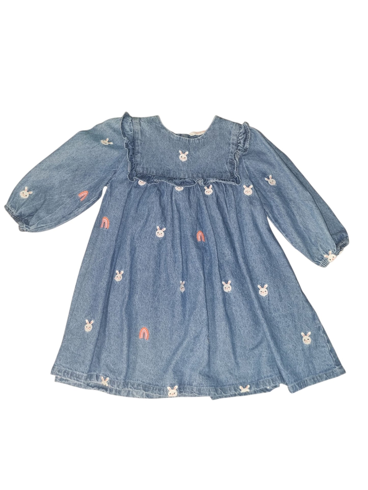Jack & Milly - Bunny Embroidered Denim Smock - Size 2