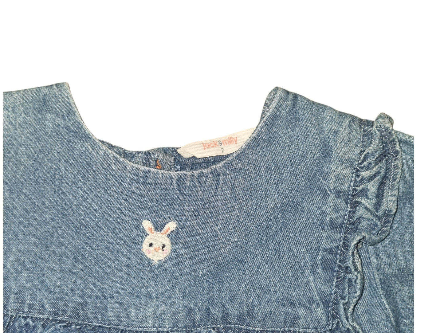 Jack & Milly - Bunny Embroidered Denim Smock - Size 2