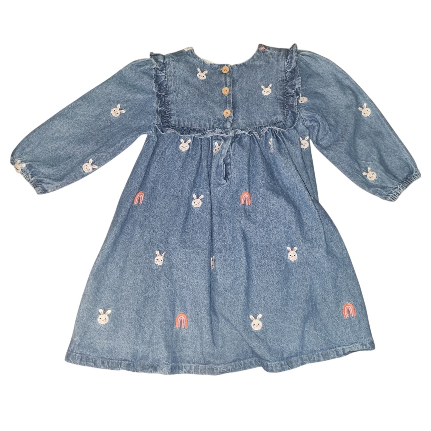 Jack & Milly - Bunny Embroidered Denim Smock - Size 2