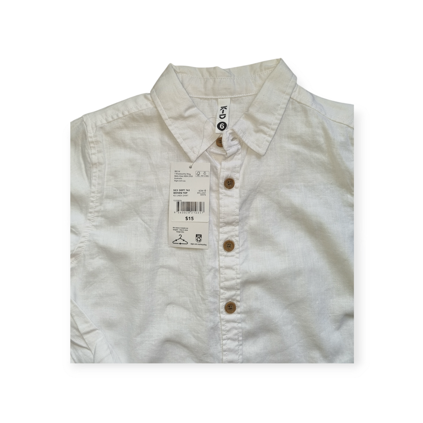 K-D - Long Sleeve White Dress Shirt - Size 6