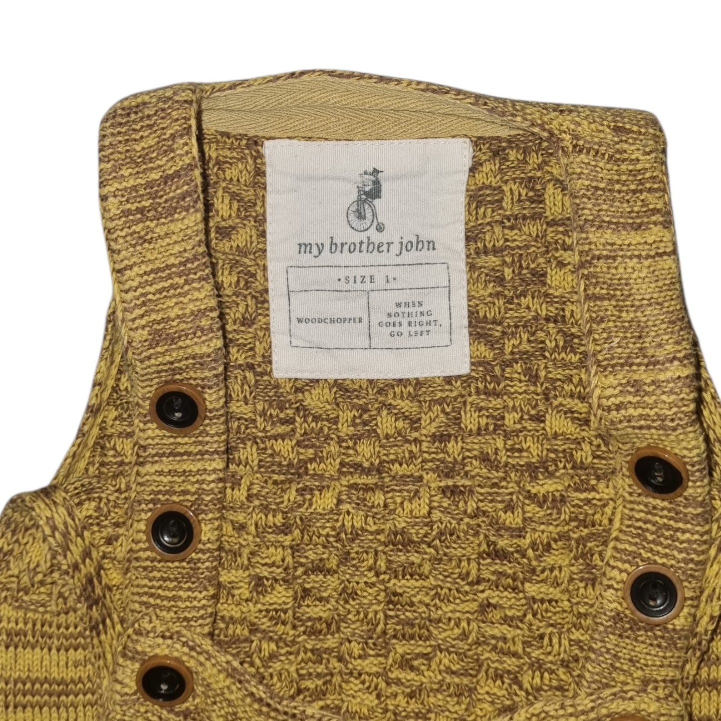 My Brother John - Yellow/Brown Knit Overalls - Size 1