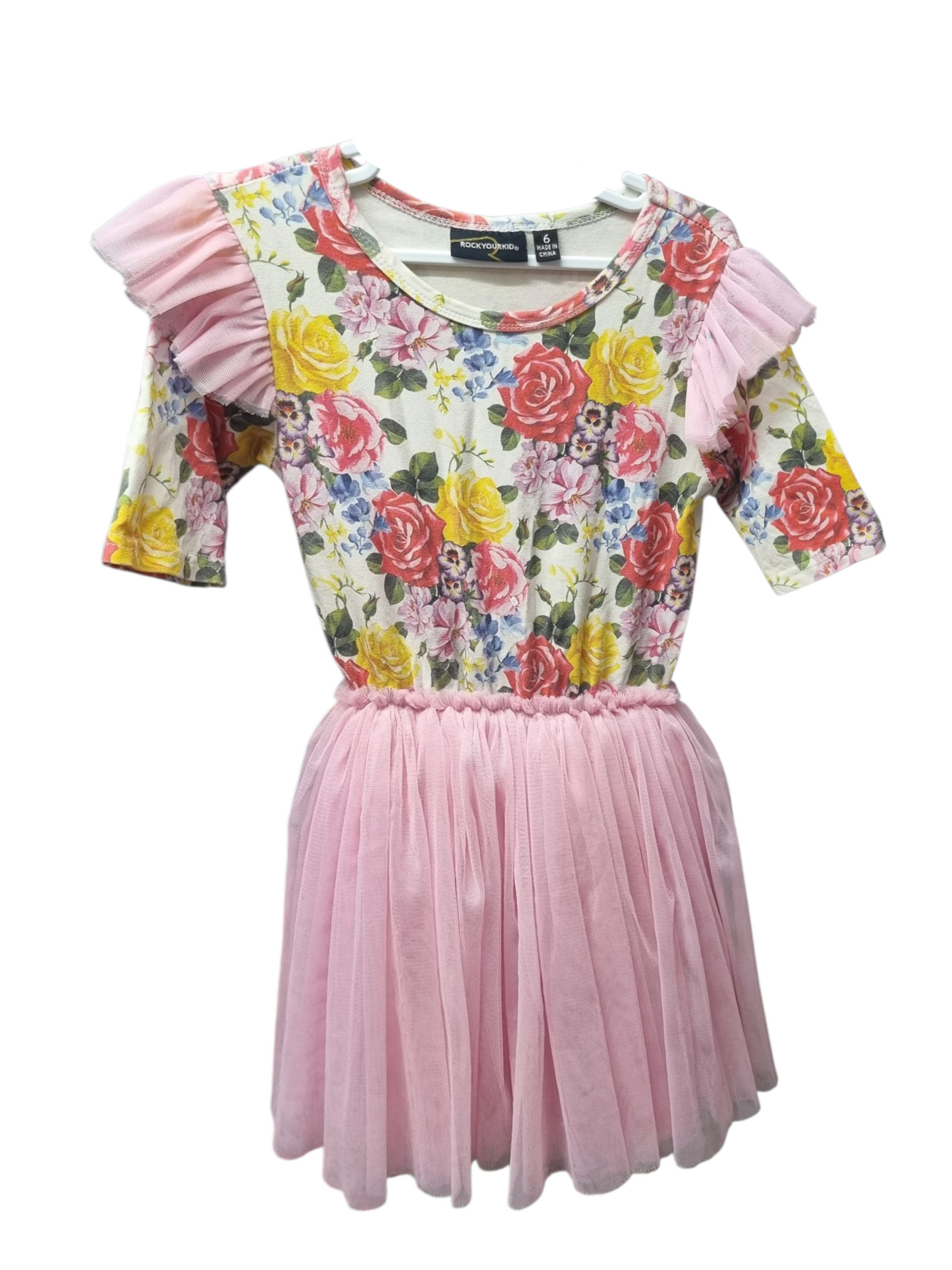 Rock Your Kids - Floral Pink Dress - Size 6