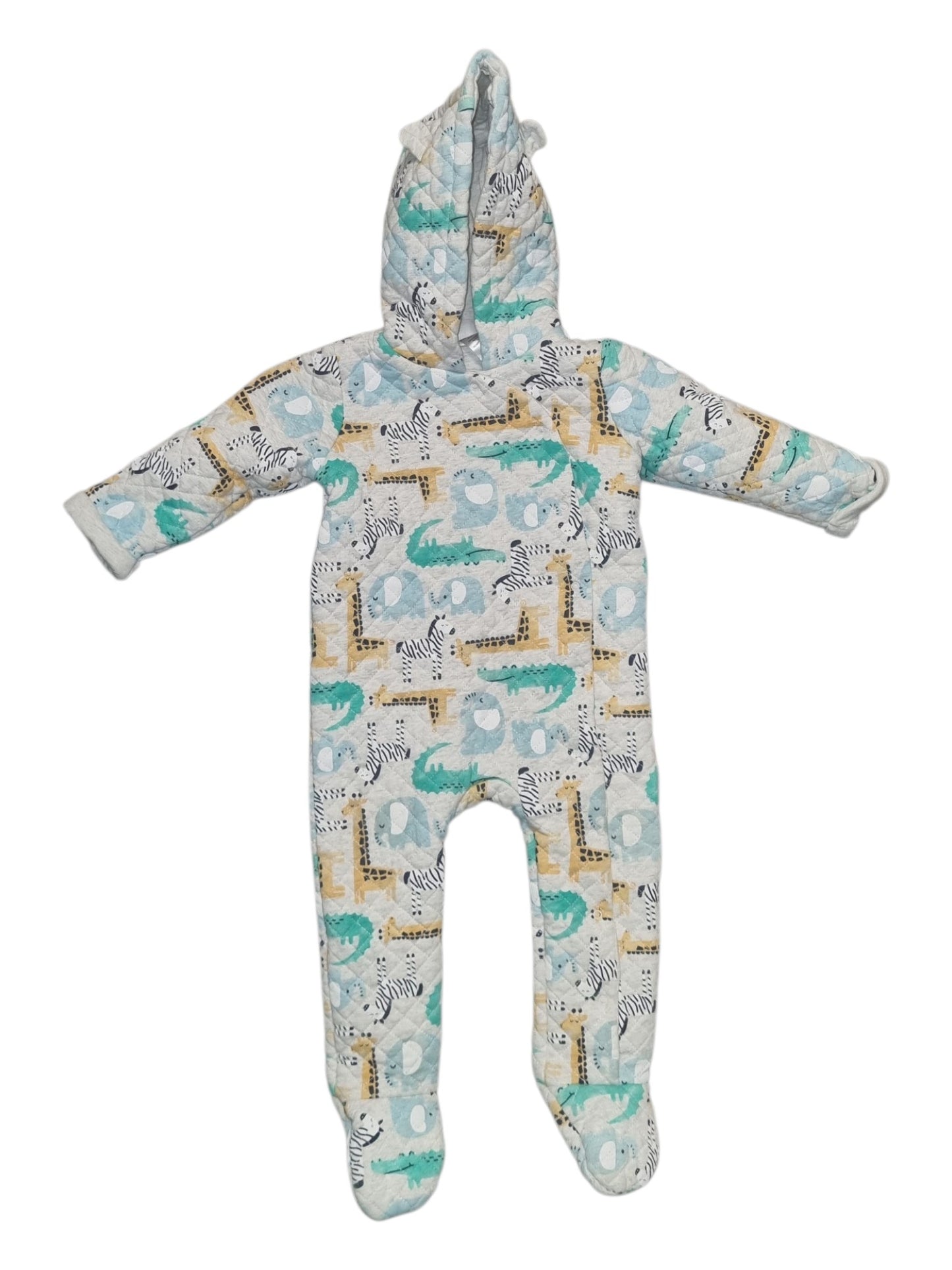 Sprout - Quilted Animal Hooded Onesie - Size 1