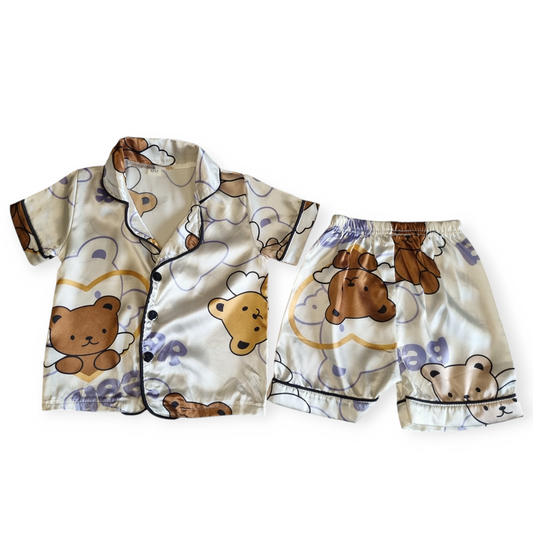 Teddy Bear Satin Pyjamas - Size 12 months