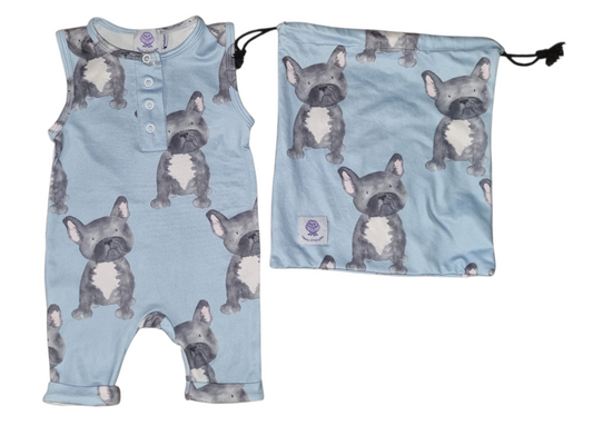 Cheeky Chickadee - Dog Print Romper - Size 0000