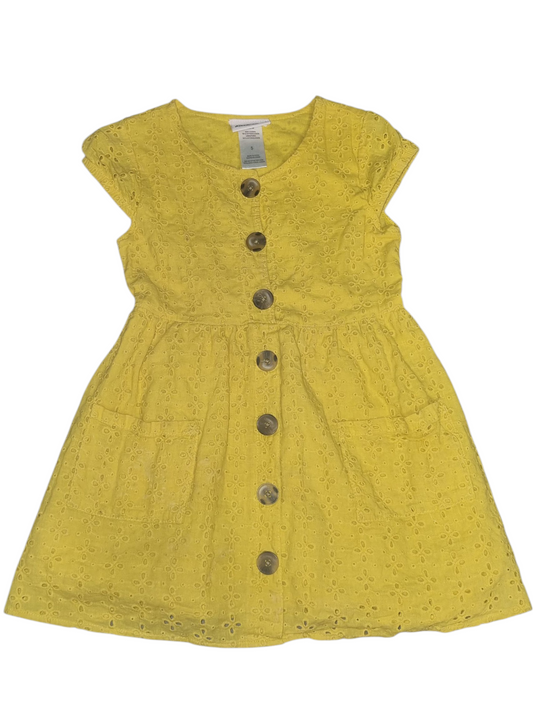 Little Lass - Yellow Button Dress - Size 5
