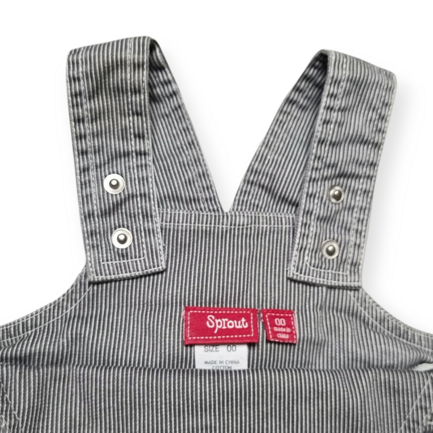 Sprout - Grey Stripe Overalls - Size 00