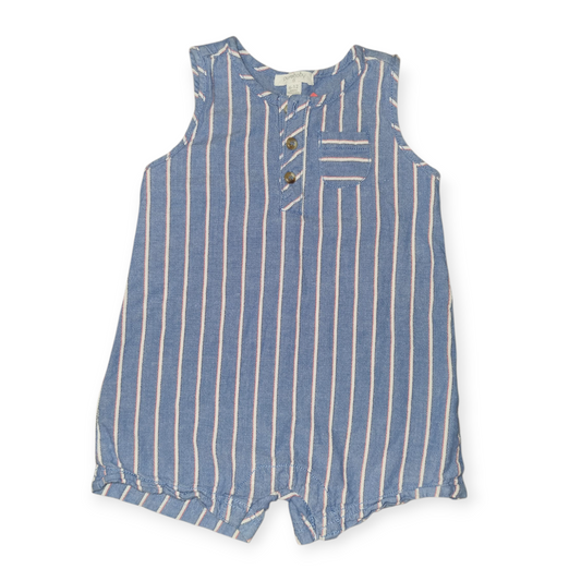 Pure Baby - Blue Stripe Romper - Size 0