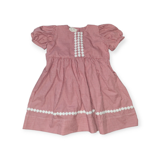 Handmade- Red Gingham Tie Dress - Size 3