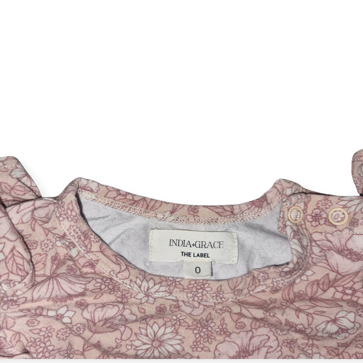 India & Grace - Long Sleeve Pink Floral Body Suit - Size 0